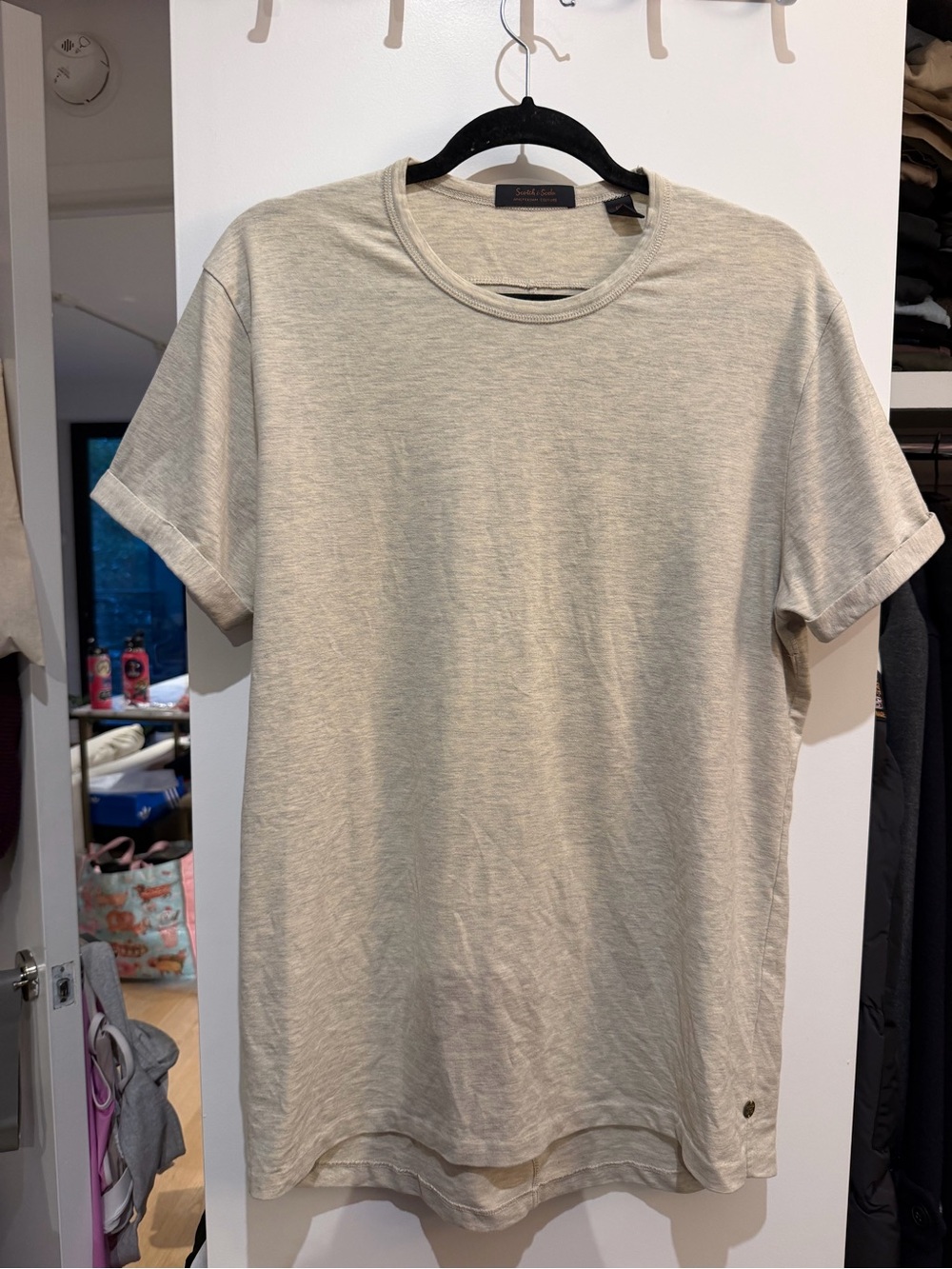 Scotch & Soda Light Beige Crew Neck Short Sleeve Tee